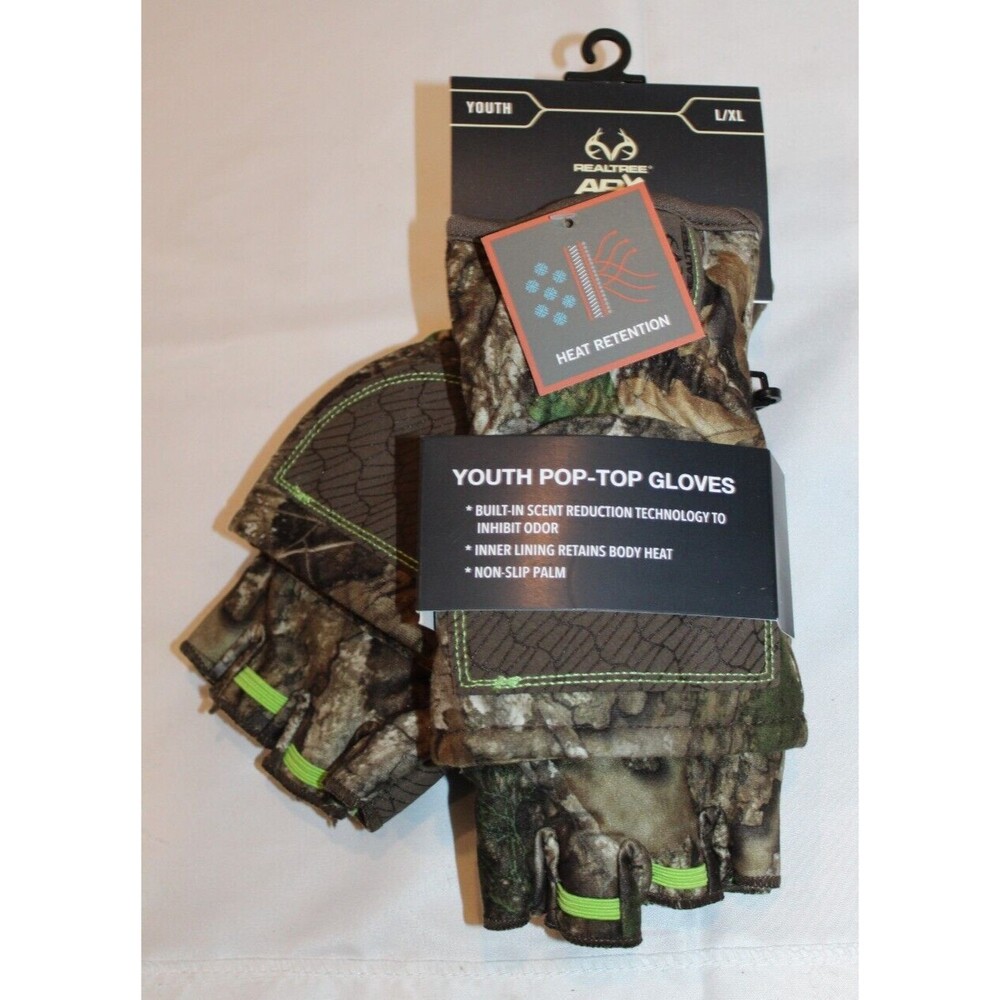 RealTree Xtra Pop Top Youth Gloves - Youth Size LARGE‎ NWT